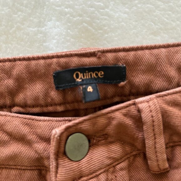 Quince Pants SZ4 Brown Organic Stretch Cotton Twill Wide-Leg Crop Relaxed - Picture 5 of 12